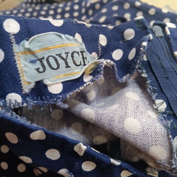 28x28 TrueVintage Blue Polka Dot Bellbottom Pants 1960's by Joyce - Picture 3 of 7